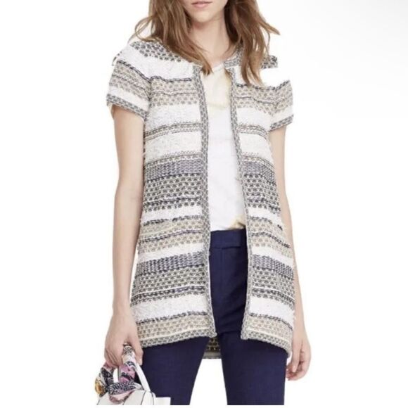 Diane Von Furstenberg White/Tan/Grey Arryn Knit Sweater Size Petite (XS). EUC! - Picture 3 of 11